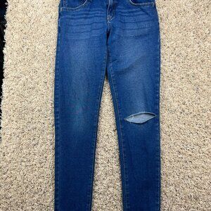 Levis Womens Size 14 Reg The Knit Jean Blue Denim Stretch Elastic Waist Girls